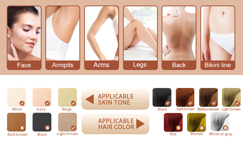 Applicable skin color and hair color 